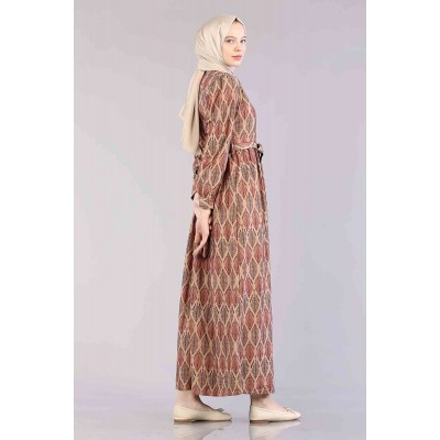 Tekbir 20358 Dress Leaf Pattern
