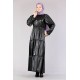 Tekbir  5055 Leather Layered Dress Black