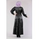 Tekbir  5055 Leather Layered Dress Black