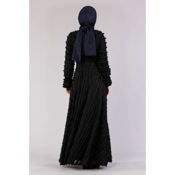 Tekbir Fringed Dress Black