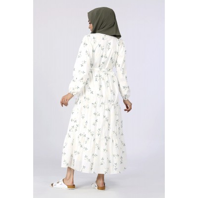 Tekbir Revival Embroidered Floral Pattern Dress