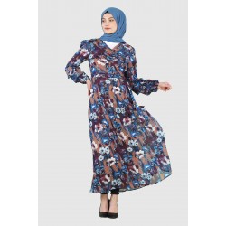 Tekbir Collar Detailed Floral Dress