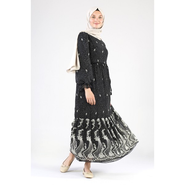 Tekbir Cactus Point Dress Black