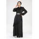 Tekbir Belted Evening Dress Black