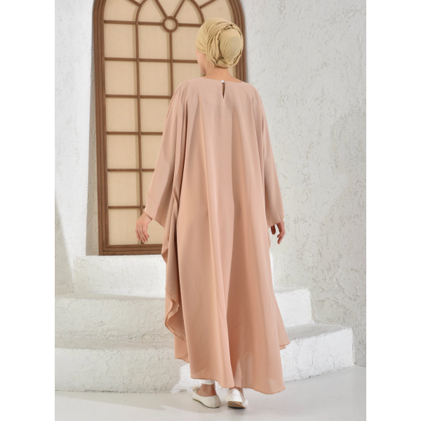 Filizzade Woman dress Camel - Gold - Crew neck - Modest Dress - Tuncay