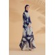 burkini cover Marina Floral Navy Blue Pareo Kaftan P2348