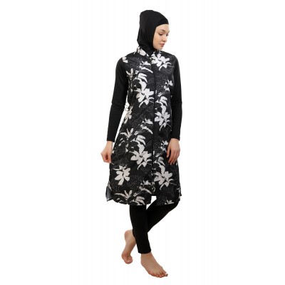 Mayo Burkini Crocus Ecru Flower Patterned Swimsuit Mayo Burkini Crocus Ecru Flower Patterned Swimsuit