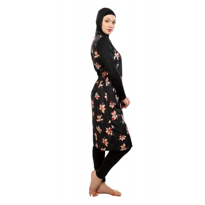 Mayo Burkini Crocus Red Flowers Patterned Swimsuit Mayo Burkini Crocus Red Flowers Patterned Swimsuit