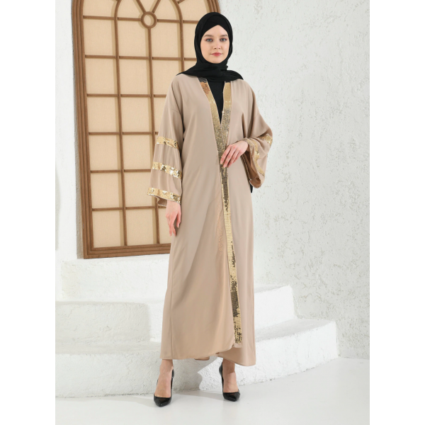 Filizzade Woman Abaya Unlined Fabric Embroidered