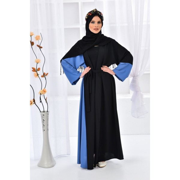 Filizzade Woman Unlined Open Front Garnish Abaya