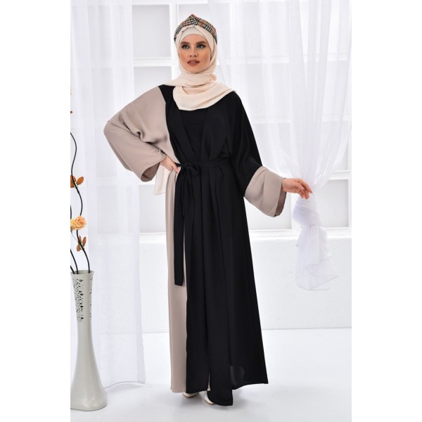 Filizzade Woman Unlined Open Front Garnish Abaya