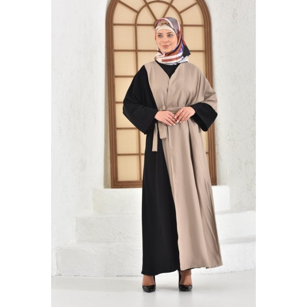 Filizzade Woman Unlined Open Front Garnish Abaya