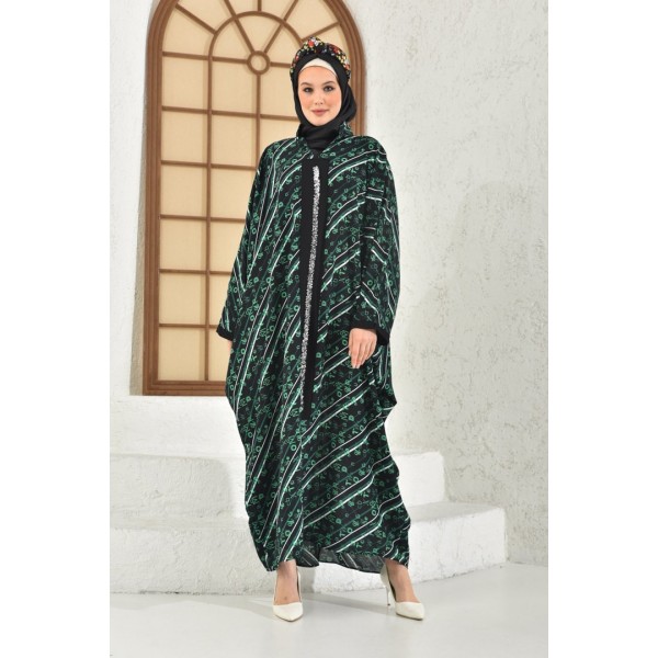 Abaya Striped Pattern Front Garnish Detailed