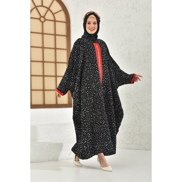 Abaya Striped Pattern Front Garnish Detailed