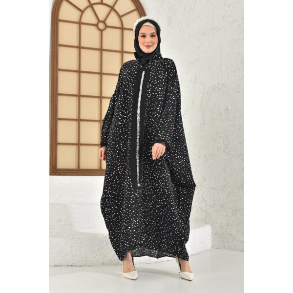 Abaya Striped Pattern Front Garnish Detailed