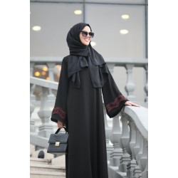 abaya claret red guipure 