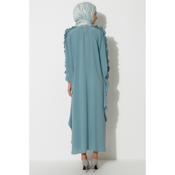 Filizzade Woman Abaya Mint Unlined - Crew neck