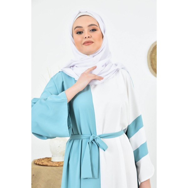 Filizzade Woman Crew neck Belted Loose Abaya