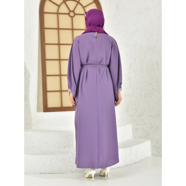 Filizzade Women's unlined abaya with shoulder and arm decoration