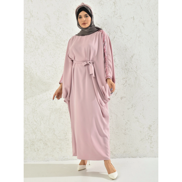 Filizzade Women's unlined abaya with shoulder and arm decoration