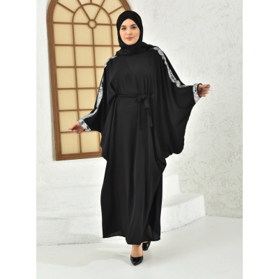 Filizzade Women unlined abaya with shoulder and arm decoration