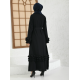 Filizzade Women's Abaya With Belt And Unlined - Round Neck