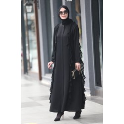 Abaya BLACK FLYWHEEL FERRACE Abaya BLACK FLYWHEEL FERRACE