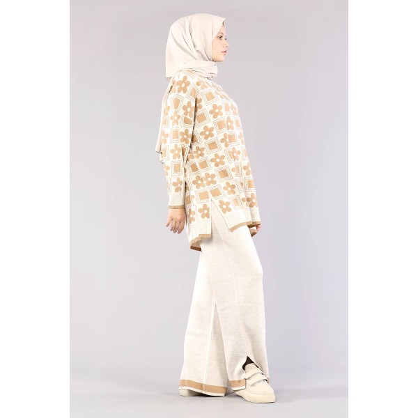 Tekbir İkoll 28537 Floral Color Suit Light Beige Camel