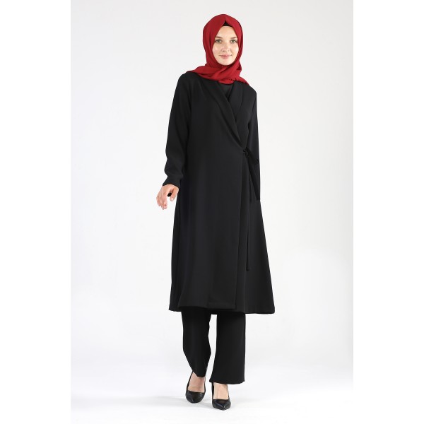 Tekbir Side Tie Suit Black