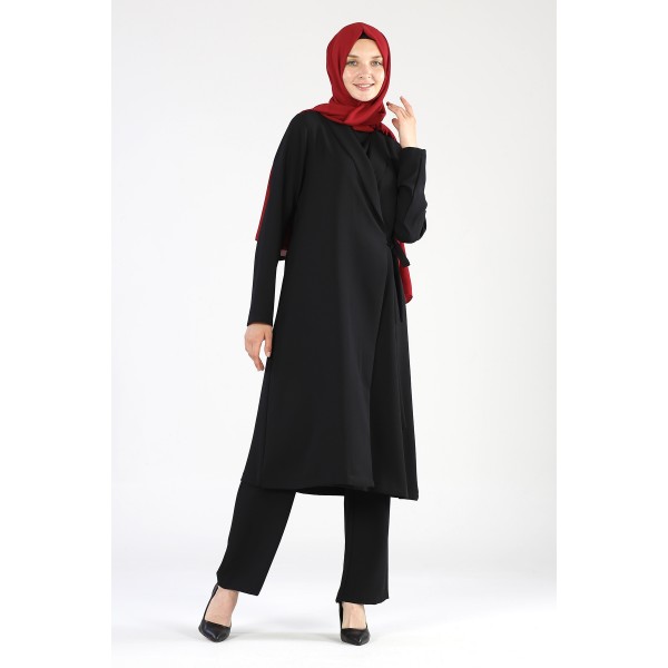 Tekbir Side Tie Suit Black