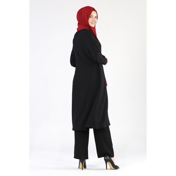 Tekbir Side Tie Suit Black