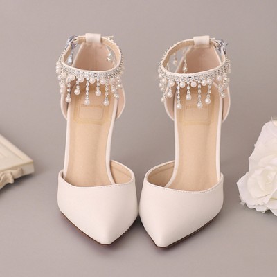 Wedding Shoes Women's Leatherette Stiletto Heel Closed Toe Pumps With Imitation Pearl