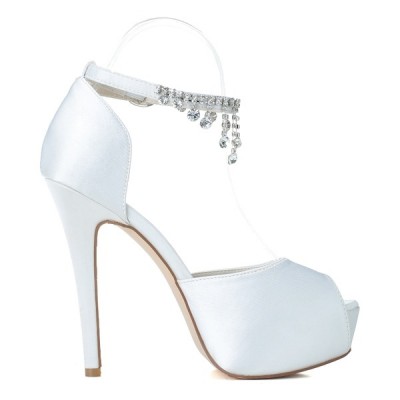 أحذية الزفاف المرأة الساتان Stiletto كعب ينب إصبع القدم منصة مضخات الصنادل أحذية الزفاف المرأة الساتان Stiletto كعب ينب إصبع القدم منصة مضخات الصنادل