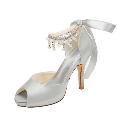 أحذية الزفاف المرأة Silky الساتان Stiletto كعب مضخات إصبع القدم أحذية الزفاف المرأة Silky الساتان Stiletto كعب مضخات إصبع القدم