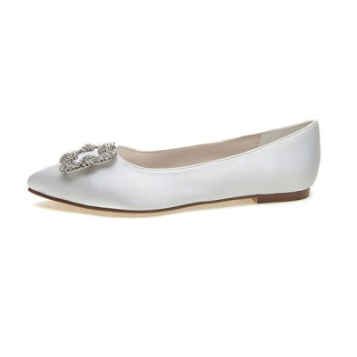 أحذية الزفاف المرأة الساتان شقة كعب مغلق الشقق مع حجر الراين أحذية الزفاف المرأة الساتان شقة كعب مغلق الشقق مع حجر الراين