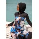 Mayo burkini Marina Black Women's Floral Patterned Design Hijab Swimsuit M2265