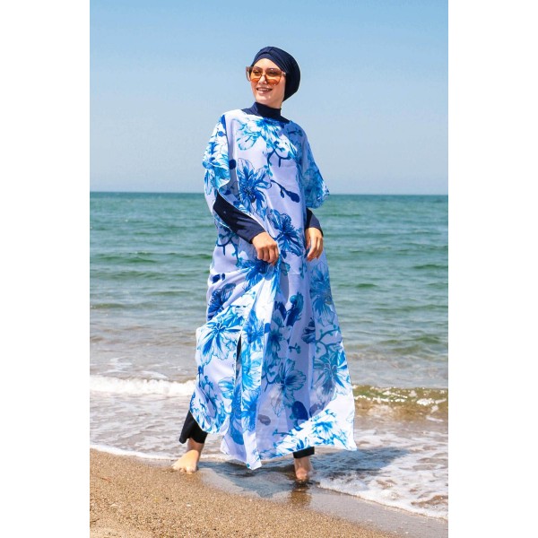 burkini cover Marina Hijab Swimwear Floral Patterned Kaftan Kimono Pareo P2108