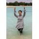 Mayo burkini Marina Black and White Striped Design Fully Covered Hijab Swimsuit 1951