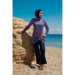 Mayo burkini  Rivamera Pattern Detailed Hijab Swimsuit R1104 Mayo burkini  Rivamera Pattern Detailed Hijab Swimsuit R1104