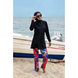 Mayo burkini Rivamera Black Pattern Detailed Hijab Swimsuit R1107 Mayo burkini Rivamera Black Pattern Detailed Hijab Swimsuit R1107