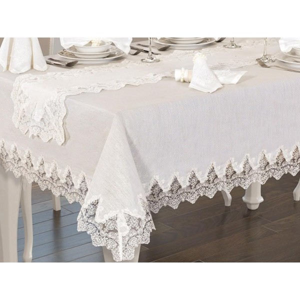 Luxury tablecloth Buda Linen Tablecloth Set 26 Pieces Cream Cream