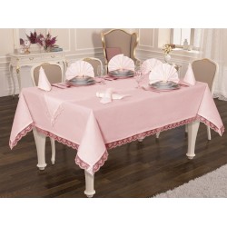 Luxury tablecloth Carisma Tablecloth Set Powder for 12 Persons