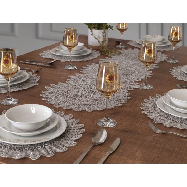 Luxury tablecloth Planet Cordone 7 Piece Dinner Set Gray