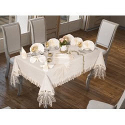 قماش منضدة فاخرة مفرش الكبرياء 160x260 سم 26 قطعة كريم قماش منضدة فاخرة مفرش الكبرياء 160x260 سم 26 قطعة كريم