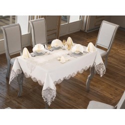 Luxury tablecloth Verna Table Cloth 160x260 Cm 26 Pieces Cream Cream
