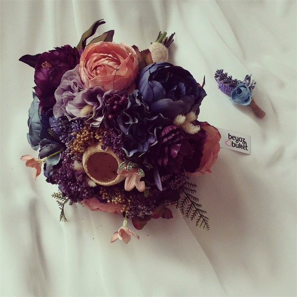 Wedding Bouquet Sapphire Navy Blue Bridal Flower Bouquet